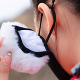 Sidiou Group Fashion Cute Winter Warm Face Cover With Earmuff For Women Outdoor UPF50+ Sun Protection Breathable Windproof Plush Cotton Facemask