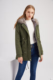 Sidiou Group Anniou Fashion Women's Mid-length Cotton Jacket Hooded Loose Solid Color Coat Winter Warm and Fleece Jacket with Drawstring