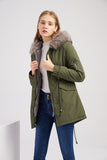 Sidiou Group Anniou Fashion Women's Mid-length Cotton Jacket Hooded Loose Solid Color Coat Winter Warm and Fleece Jacket with Drawstring