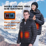 Sidiou Group 5 Zones USB Electric Heated Jacket For Men Women Winter Outdoor Warm Detachable Hood Coat Waterproof Heating Down Cotton Jacket