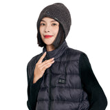 Sidiou Group Winter Outdoor Carbon Fiber Heated Knitted Hat 3.7V 3400mAh Rechargeable Heat Caps For Women Washable Warm Electric Heating Beanie Cap