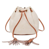 Sidiou Group Women Fringes Bags Straw Tassel Bucket Casual Sling Shoulder Bags Crossbody Handbags
