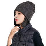 Sidiou Group Winter Outdoor Carbon Fiber Heated Knitted Hat 3.7V 3400mAh Rechargeable Heat Caps For Women Washable Warm Electric Heating Beanie Cap
