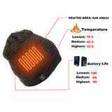 Sidiou Group Winter Outdoor Carbon Fiber Heated Knitted Hat 3.7V 3400mAh Rechargeable Heat Caps For Women Washable Warm Electric Heating Beanie Cap