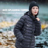 Sidiou Group 5 Zones USB Electric Heated Jacket For Men Women Winter Outdoor Warm Detachable Hood Coat Waterproof Heating Down Cotton Jacket