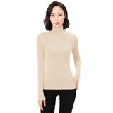 Sidiou Group Seamless Thicken Woolen Sweater For Women Winter Basic Stand Collar Long Sleeve Underwear Slim And Warm Knitted Bottoming Shirt