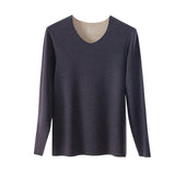 Sidiou Group Men Seamless Self-heating Round Neck Stretch Bottoming Shirt Cashmere Long Sleeve Thermal Underwear Top For Winter