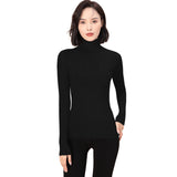 Sidiou Group Seamless Thicken Woolen Sweater For Women Winter Basic Stand Collar Long Sleeve Underwear Slim And Warm Knitted Bottoming Shirt