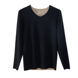 Sidiou Group Men Seamless Self-heating Round Neck Stretch Bottoming Shirt Cashmere Long Sleeve Thermal Underwear Top For Winter