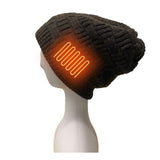 Sidiou Group Winter Outdoor Carbon Fiber Heated Knitted Hat 3.7V 3400mAh Rechargeable Heat Caps For Women Washable Warm Electric Heating Beanie Cap