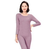 Sidiou Group Winter Woolen Silk Warm Soft Stretch Long Johns For Men And Women 2 Piece Bottoming Shirt And Leggings Thermal Underwear Set