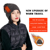 Sidiou Group Winter Outdoor Carbon Fiber Heated Knitted Hat 3.7V 3400mAh Rechargeable Heat Caps For Women Washable Warm Electric Heating Beanie Cap