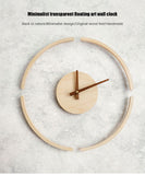 Sidiou Group Creative Art Design Transparent Suspended Wall Clock Nordic Simple Original Wood Feeling All-match For Home Decor Bedroom Living Room