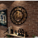 Creative Industrial Gear Silent Wall Clock Decorative Retro Wall Clock Industrial Age Style Room Decoration Wall Art Decor (Without Battery)