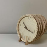 Sidiou Group Fashion Handmade Linden Plank Rattan Creative Round Digital Silent Clock Homestay Simple Decorative Wall Clocks For Bedroom Home Decor