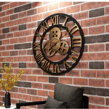 Creative Industrial Gear Silent Wall Clock Decorative Retro Wall Clock Industrial Age Style Room Decoration Wall Art Decor (Without Battery)
