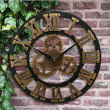 Creative Industrial Gear Silent Wall Clock Decorative Retro Wall Clock Industrial Age Style Room Decoration Wall Art Decor (Without Battery)