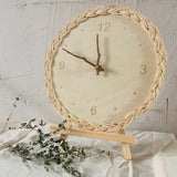 Sidiou Group Fashion Handmade Linden Plank Rattan Creative Round Digital Silent Clock Homestay Simple Decorative Wall Clocks For Bedroom Home Decor