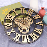 Creative Industrial Gear Silent Wall Clock Decorative Retro Wall Clock Industrial Age Style Room Decoration Wall Art Decor (Without Battery)
