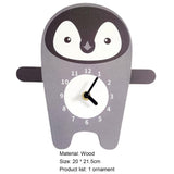 Sidiou Group Multi-purpose Nordic Cute Cartoon Animal Themed Wood Wall Clock Silent For Kids Bedroom Living Room Decoration Hanging Clocks