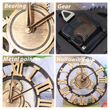 Creative Industrial Gear Silent Wall Clock Decorative Retro Wall Clock Industrial Age Style Room Decoration Wall Art Decor (Without Battery)