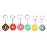 Sidiou Group Donut Cartoon Keychain For Car PVC Key Pendant Creative Small Bread Food Keyring Ornaments Accessories Trinket Gift