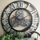 Creative Industrial Gear Silent Wall Clock Decorative Retro Wall Clock Industrial Age Style Room Decoration Wall Art Decor (Without Battery)
