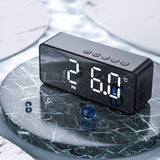 Mini Mirror Bluetooth Speaker Clocks LED Digital Electronic FM Radio Desktop Clocks USB Table Decor Watch Snooze Function Smart Alarm Clock
