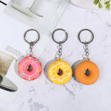 Sidiou Group Donut Cartoon Keychain For Car PVC Key Pendant Creative Small Bread Food Keyring Ornaments Accessories Trinket Gift