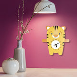 Sidiou Group Multi-purpose Nordic Cute Cartoon Animal Themed Wood Wall Clock Silent For Kids Bedroom Living Room Decoration Hanging Clocks