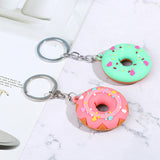 Sidiou Group Donut Cartoon Keychain For Car PVC Key Pendant Creative Small Bread Food Keyring Ornaments Accessories Trinket Gift