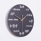 Sidiou Group Wholesale Creative 12 Inch Fancy Math Design Wood Wall Hanging Clock For Kids Living Room Indoor Home Decor Non Ticking Wall Clocks