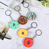 Sidiou Group Donut Cartoon Keychain For Car PVC Key Pendant Creative Small Bread Food Keyring Ornaments Accessories Trinket Gift