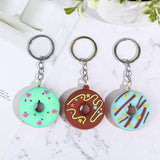 Sidiou Group Donut Cartoon Keychain For Car PVC Key Pendant Creative Small Bread Food Keyring Ornaments Accessories Trinket Gift