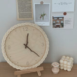 Sidiou Group Fashion Handmade Linden Plank Rattan Creative Round Digital Silent Clock Homestay Simple Decorative Wall Clocks For Bedroom Home Decor