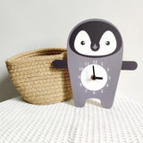 Sidiou Group Multi-purpose Nordic Cute Cartoon Animal Themed Wood Wall Clock Silent For Kids Bedroom Living Room Decoration Hanging Clocks