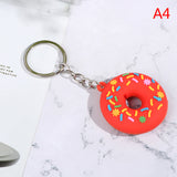 Sidiou Group Donut Cartoon Keychain For Car PVC Key Pendant Creative Small Bread Food Keyring Ornaments Accessories Trinket Gift