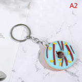 Sidiou Group Donut Cartoon Keychain For Car PVC Key Pendant Creative Small Bread Food Keyring Ornaments Accessories Trinket Gift