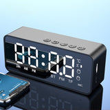Mini Mirror Bluetooth Speaker Clocks LED Digital Electronic FM Radio Desktop Clocks USB Table Decor Watch Snooze Function Smart Alarm Clock