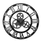 Creative Industrial Gear Silent Wall Clock Decorative Retro Wall Clock Industrial Age Style Room Decoration Wall Art Decor (Without Battery)