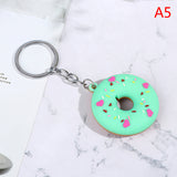 Sidiou Group Donut Cartoon Keychain For Car PVC Key Pendant Creative Small Bread Food Keyring Ornaments Accessories Trinket Gift