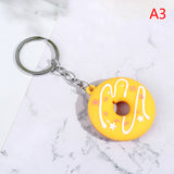 Sidiou Group Donut Cartoon Keychain For Car PVC Key Pendant Creative Small Bread Food Keyring Ornaments Accessories Trinket Gift