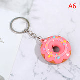 Sidiou Group Donut Cartoon Keychain For Car PVC Key Pendant Creative Small Bread Food Keyring Ornaments Accessories Trinket Gift