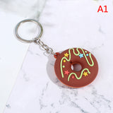 Sidiou Group Donut Cartoon Keychain For Car PVC Key Pendant Creative Small Bread Food Keyring Ornaments Accessories Trinket Gift