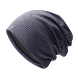 Sidiou Group Wholesale Winter Casual Knit Hats Pullover Fleece Lining And Thin Soft Warm Striped Knitted Hat For Men Women Slouch Beanie Hat