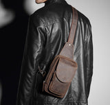 Sidiou Group Men Messenger Bags Genuine Leather Men's Bags Travel Chest Pack  Leather Shoulder Bags