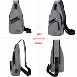 Sidiou Group Canvas Messenger Bag Casual Chest Bag With Headphone Hole Anti-theft Travel Sling Bag