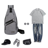 Sidiou Group Canvas Messenger Bag Casual Chest Bag With Headphone Hole Anti-theft Travel Sling Bag