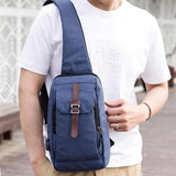 Sidiou Group Nylon Men Chest Pack USB Charging Single Shoulder Strap Back Bag Crossbody Bags