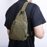 Sidiou Group Canvas Chest Packs Solid Color Multi Function Waist Bag Crossbody Sling Shoulder Bag
